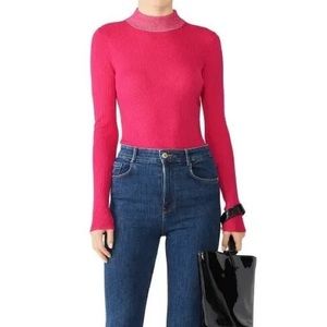 Dreyden New York Mock Turtleneck Pink with Silver accent Small